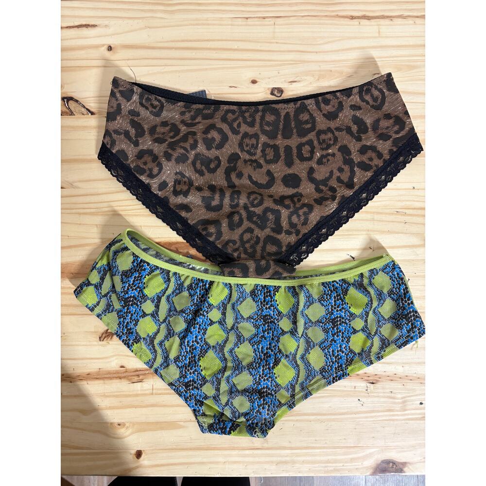 Dereon Womens Size XL Hipster Panty Brown Blue Geometric Lace Trim LOT OF 2 - Picture 2 of 8